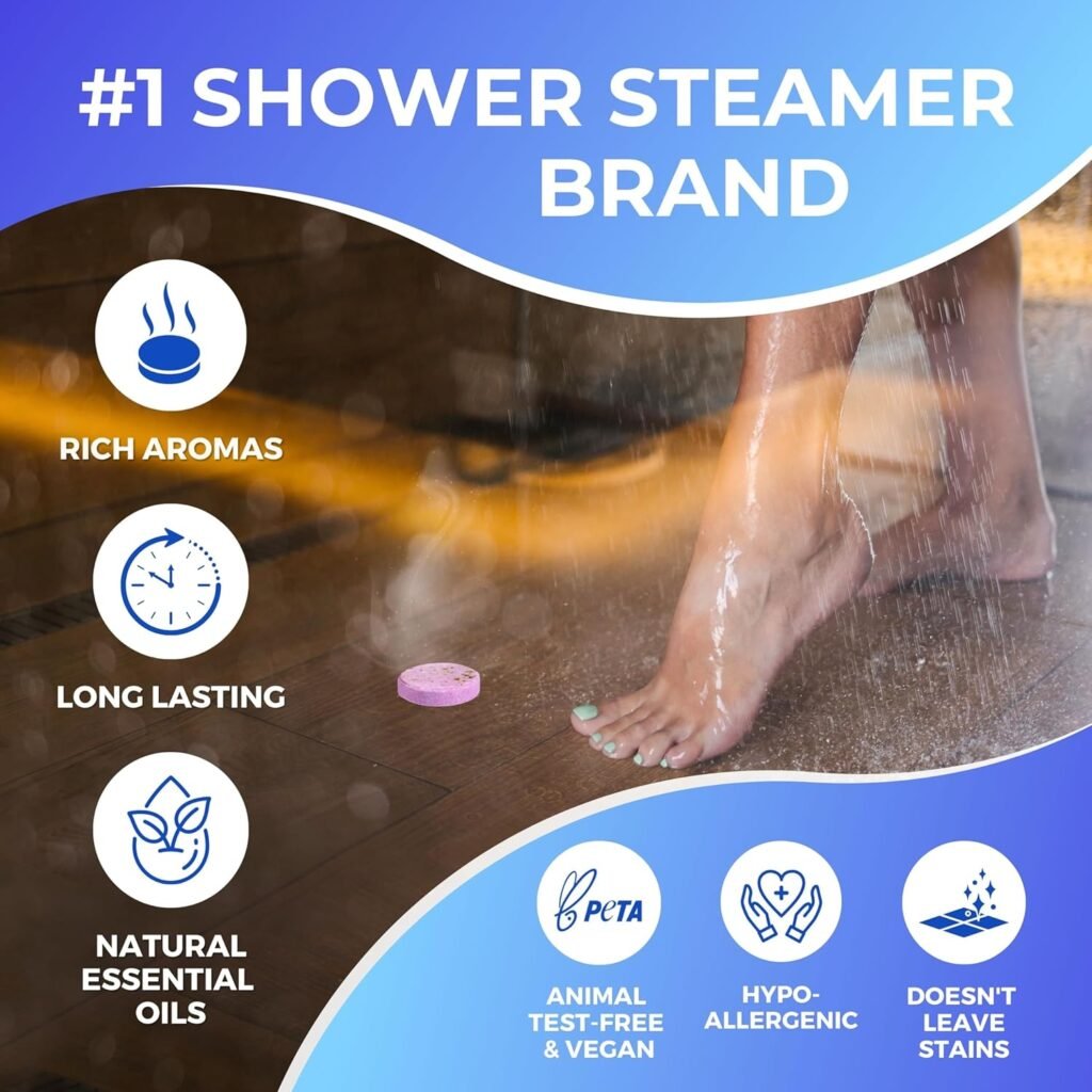 Cleverfy Shower Steamers Aromatherapy - Compact Box of 6 Premium Shower Bombs with Essential Oils. Self Care White Elephant Gifts for Adults and Secret Santa Gifts for Women.