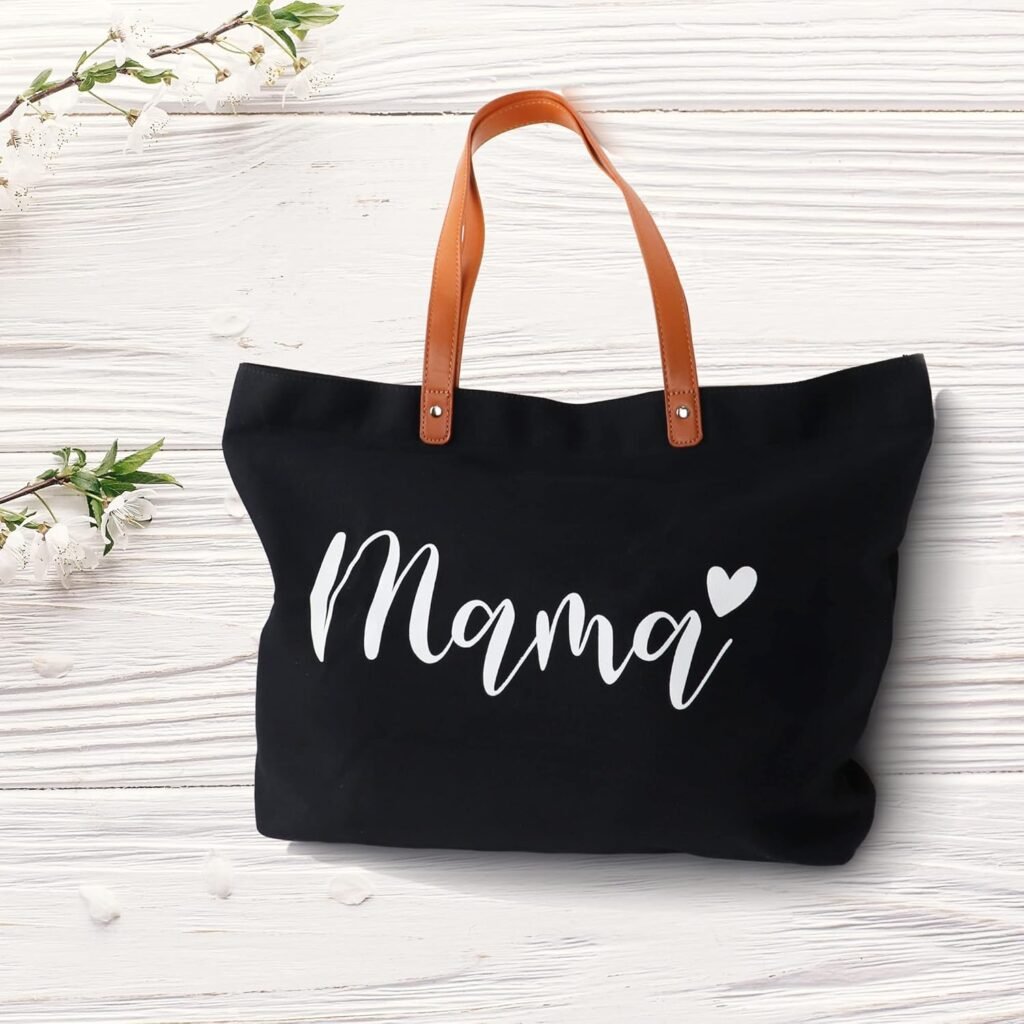 Lamyba Gifts for Mom, New Mom Gifts, Mama Bag Tote for Hospital or Baby Shower, Pregnancy Must Haves, Mom to Be Gift, Black