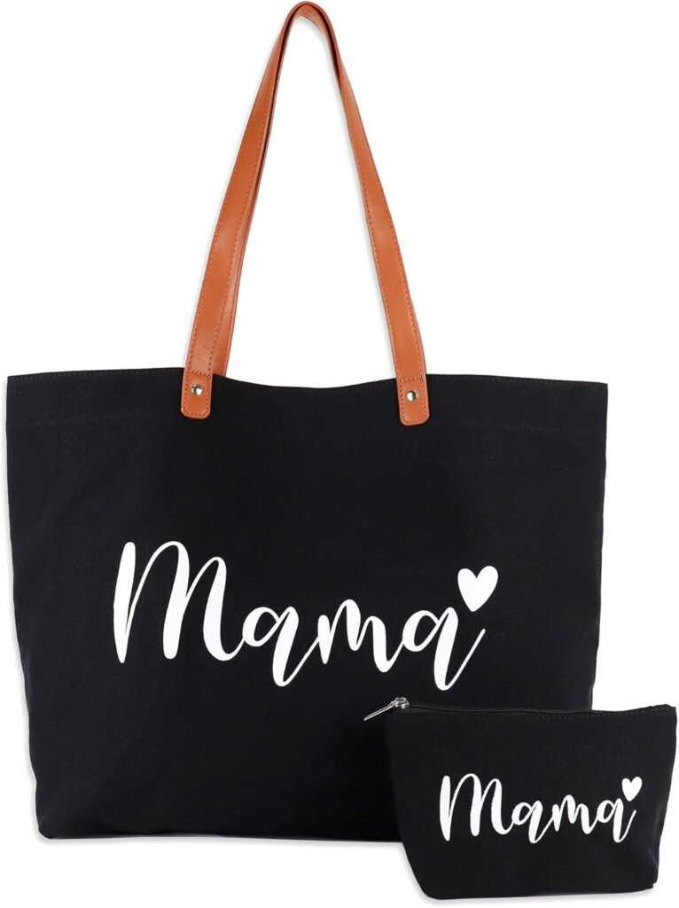 Lamyba Gifts for Mom, New Mom Gifts, Mama Bag Tote for Hospital or Baby Shower, Pregnancy Must Haves, Mom to Be Gift, Black