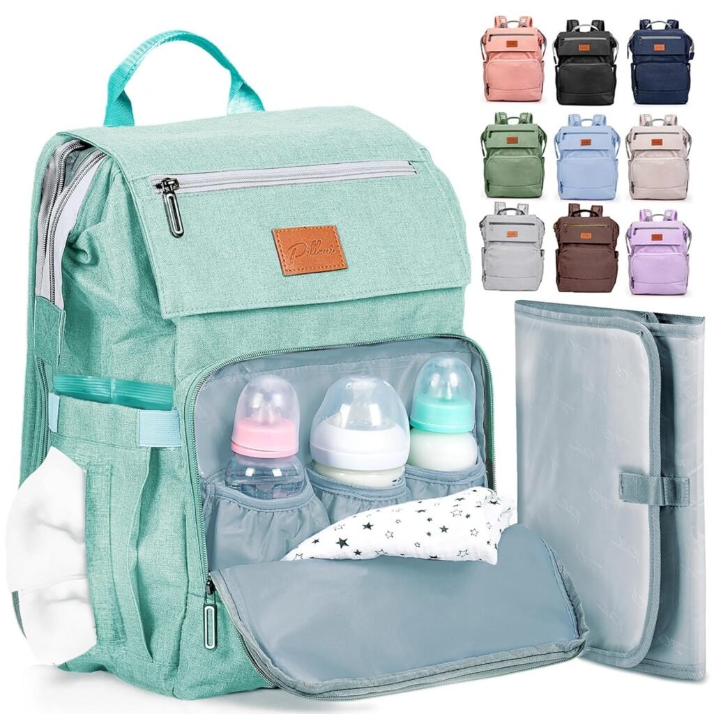 PILLANI Baby Diaper Bag Backpack - Baby Bag for Boys  Girls, Diaper Backpack - Large Travel Diaper Bags w/Changing Pad - Baby Registry Search  Shower Gifts Newborn Essentials  Items for Mom, Mint