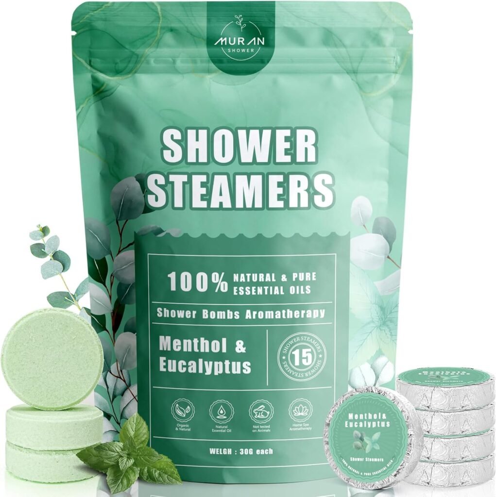 Shower Steamers Aromatherapy 15-Pack Shower Bombs Gifts for Mom Wife, Organic Menthol  Eucalyptus Natural Essential Oil, Unique Birthday Gifts for Her Women Stress Relief