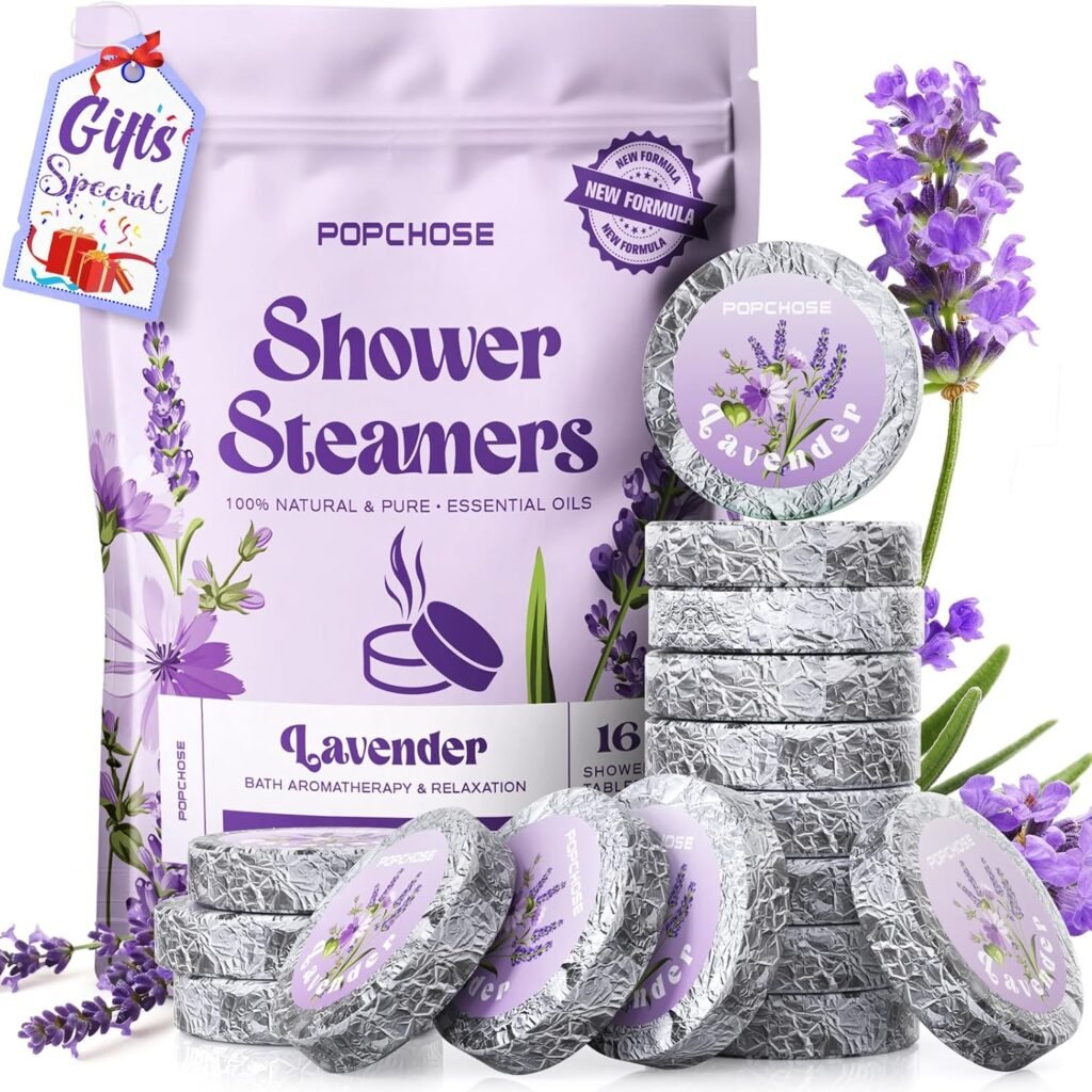 Shower Steamers Aromatherapy - Birthday Gifts for Women, Christmas Gifts Stocking Stuffers, 16 Pack Lavender Shower Tablets with Essential Oils, Self Care Gifts for Women, Mom, Relaxation  Home SPA