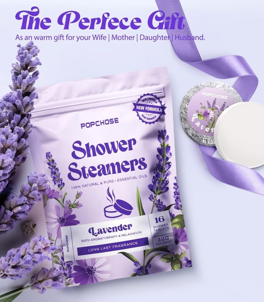 Shower Steamers Aromatherapy - Birthday Gifts for Women, Christmas Gifts Stocking Stuffers, 16 Pack Lavender Shower Tablets with Essential Oils, Self Care Gifts for Women, Mom, Relaxation  Home SPA